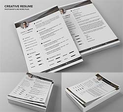 个人简历模板(INDD/DOCX/PSD)：Creative Resume CV